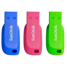 Sandisk 16gb cruzer blade pack 3 azul - verde - rosa