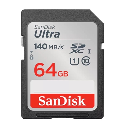 Tarjeta de Memoria SanDisk Ultra 64 GB SD HC UHS-I - SDXC Clase 10 140MBs