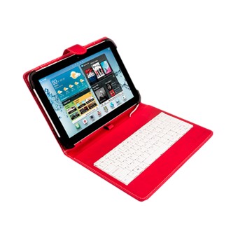 Silver ht para tablet 9 - 10.1 pulgadas + teclado con cable micro usb rojo - blanco