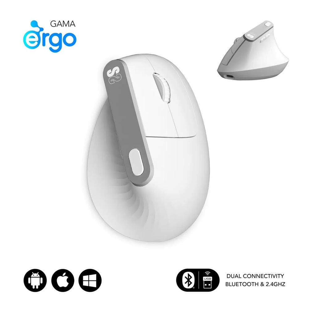 Subblim vertical ergo dual mouse battery blanco