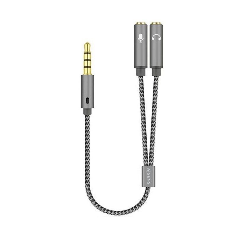 AISENS A128-0415 Jack 3.5 Macho - 2x Jack 3.5 Hembra 25cm Gris