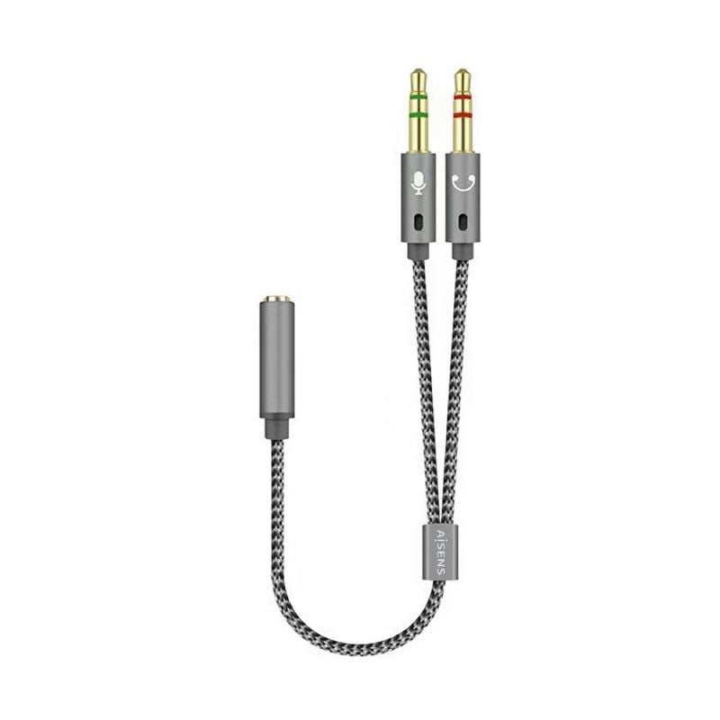 AISENS A128-0417 Jack 3.5 Hembra - 2x Jack 3.5 Macho 25cm Gris