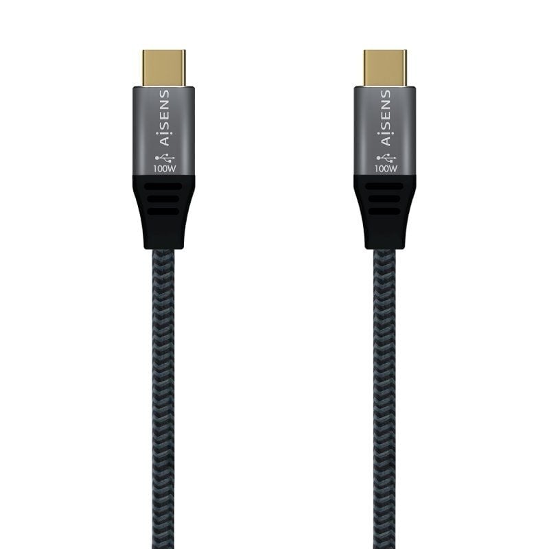 AISENS A107-0629 5A 100W USB Tipo-C Macho - USB Tipo-C Macho Hasta 100W 480Mbps 2m Gris