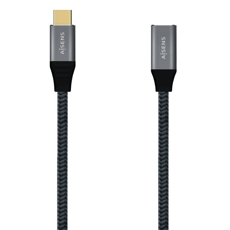 AISENS A107-0635 20GBPS 5A 100W USB Tipo-C Macho - USB Tipo-C Hembra Hasta 100W 2500Mbps 1m Gris