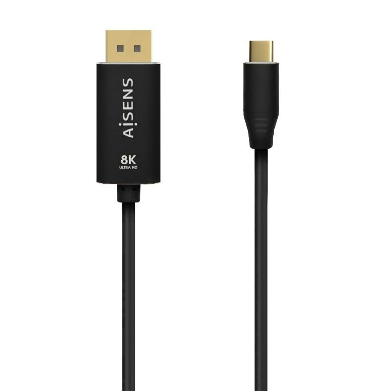 AISENS A109-0687 USB Tipo-C Macho - Displayport Macho Hasta 27W 1250Mbps 1.8m Negro