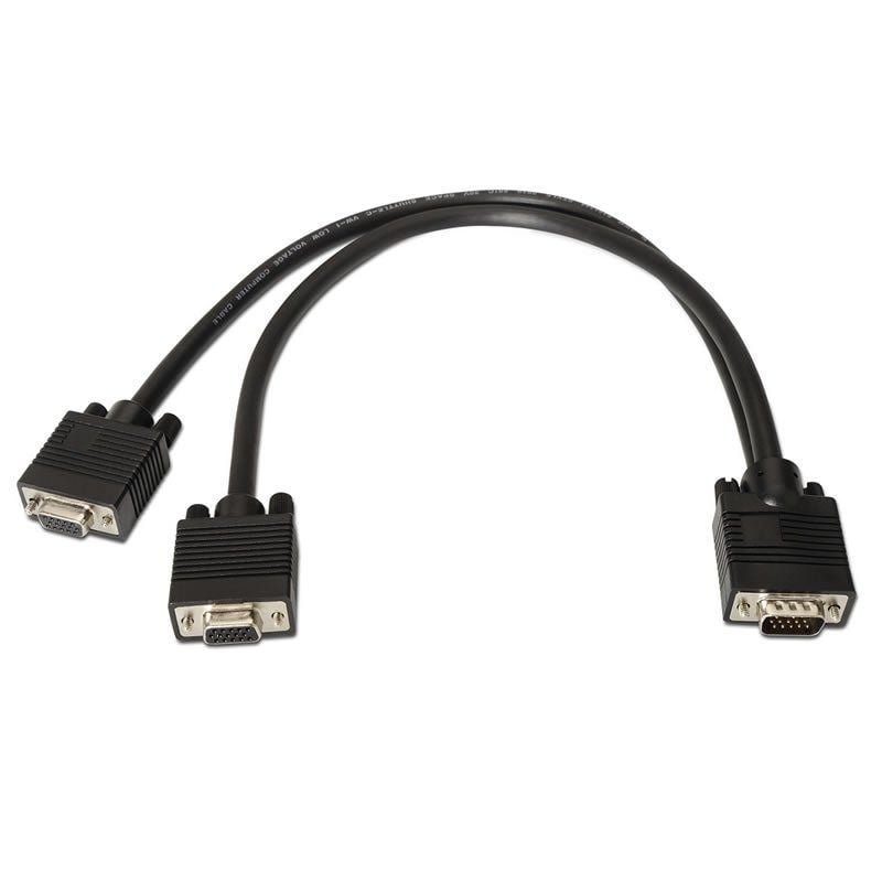 AISENS A113-0081 VGA Macho - 2x VGA Hembra Hasta 3W 10Mbps 45cm Negro