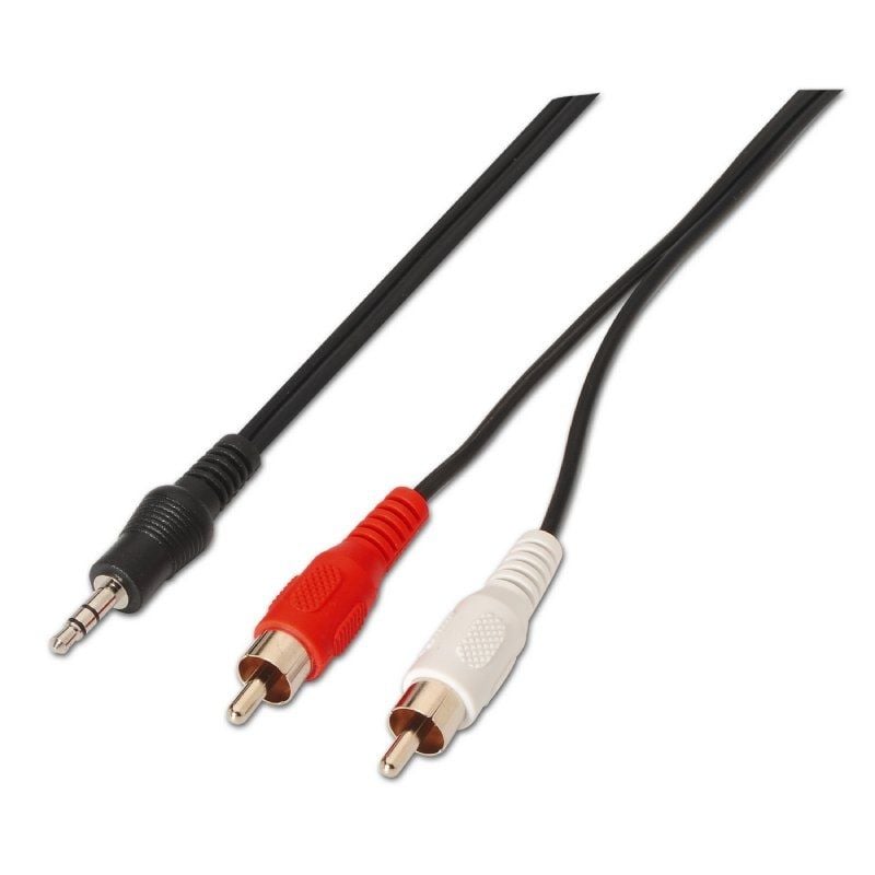AISENS A128-0148 Jack 3.5 Macho - 2x RCA Macho Hasta 0.1W 3m Negro