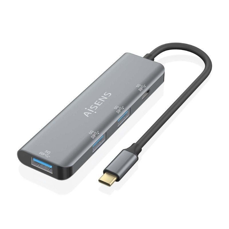 AISENS A109-0762 3xUSB 1xUSB Tipo-C Gris