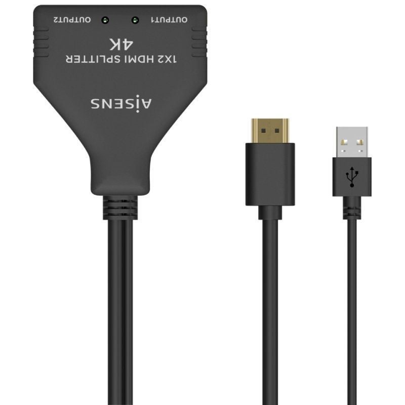 AISENS A123-0654 2x HDMI Hembra - HDMI Macho - USB Macho 30cm Negro