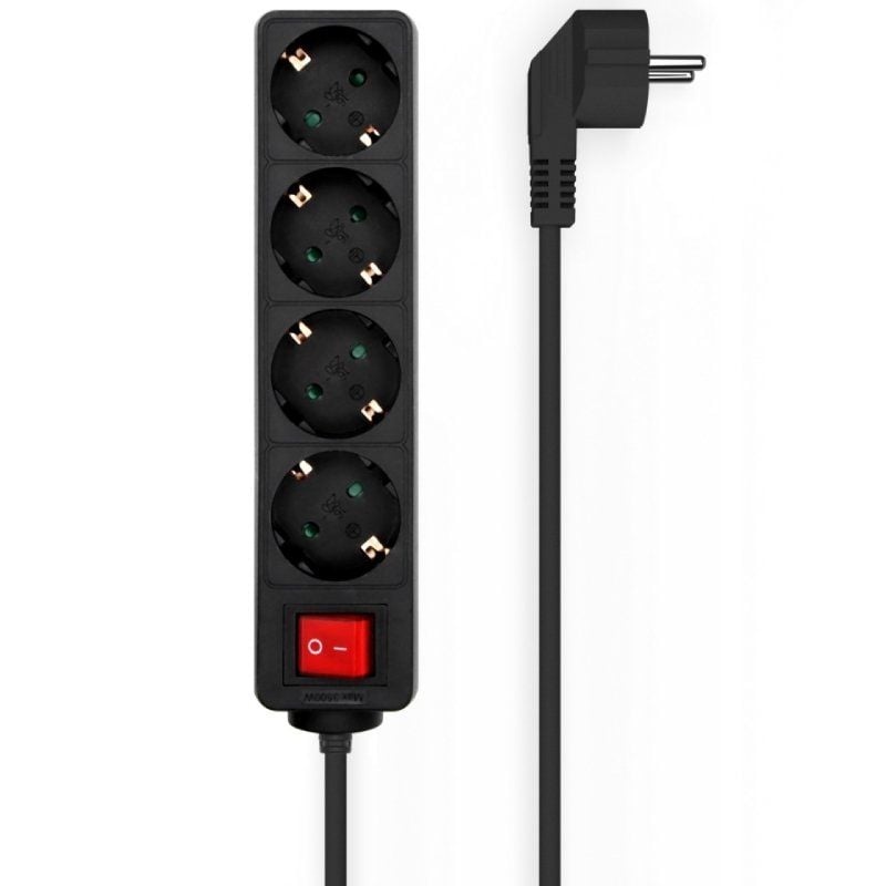 AISENS A154-0650 4 Tomas de Corriente Cable 1.4m Negro