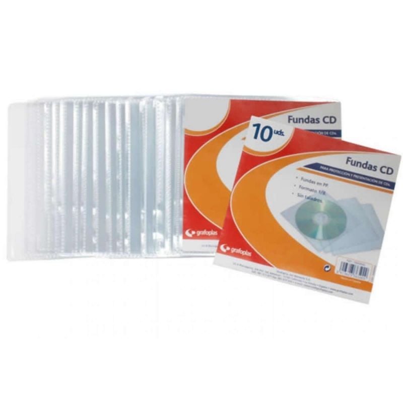 GRAFOPLAS Funda CD Grafoplás 13650000 10 unidades