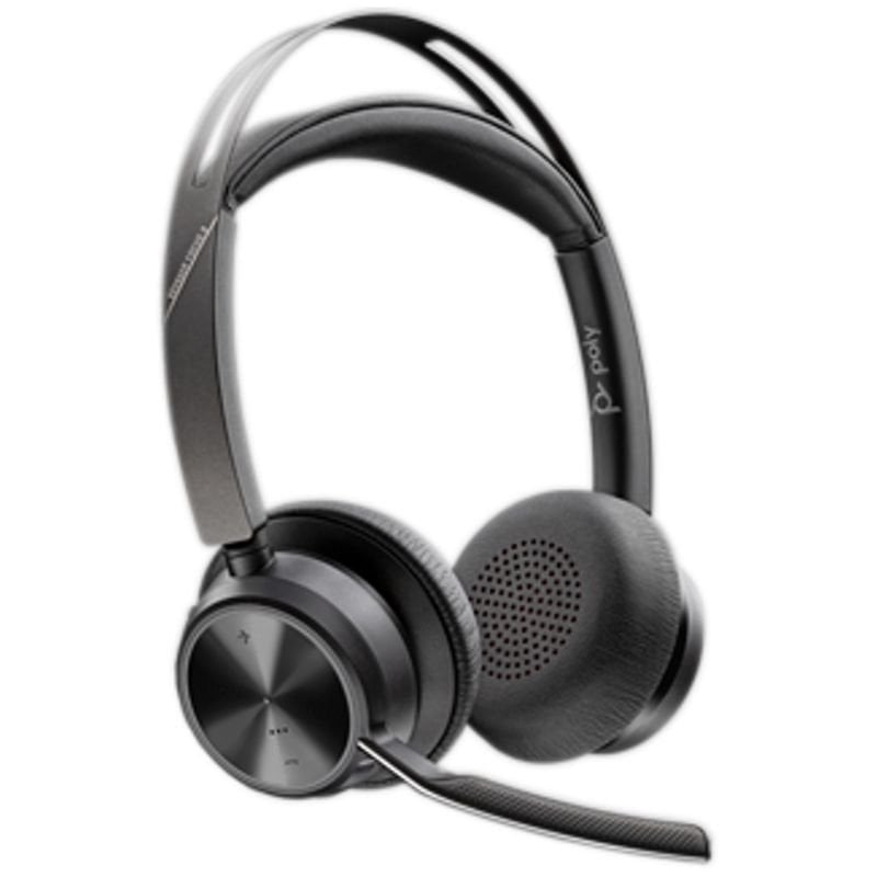 POLY Auriculares Inalámbricos PolyVoyager Focus 2 USB-C-C + Adaptador USB-C A con Micrófono Bluetooth Negros