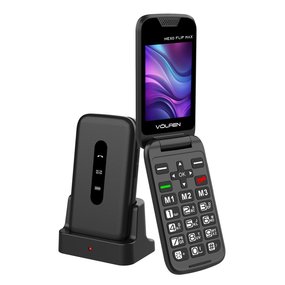 Volfen nexo flip max tipo concha negro base de carga