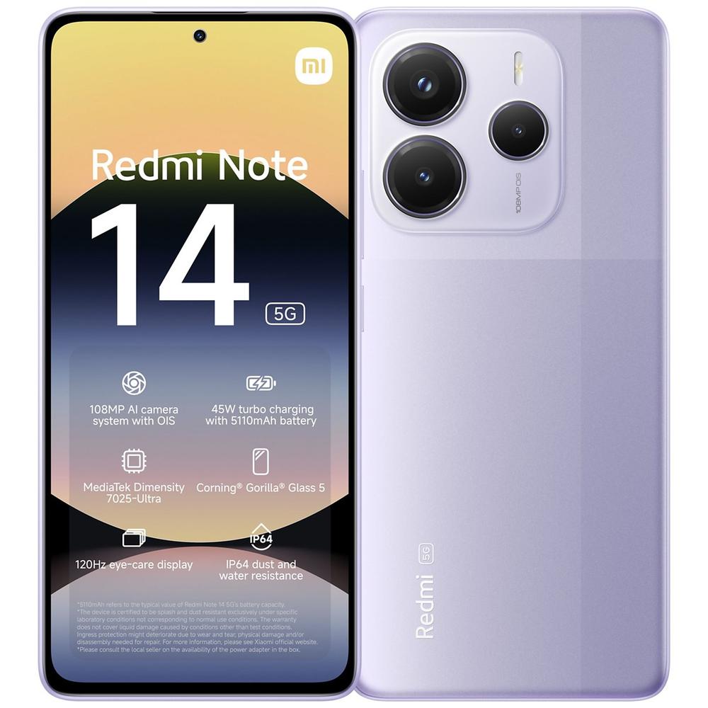 Xiaomi redmi note 14 5g 8 - 256gb lila