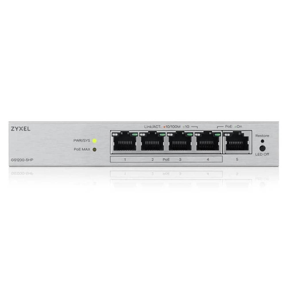 Zyxel gs1200 - 5hpv3 5 puertos 5xgb (4xpoe+) 68w