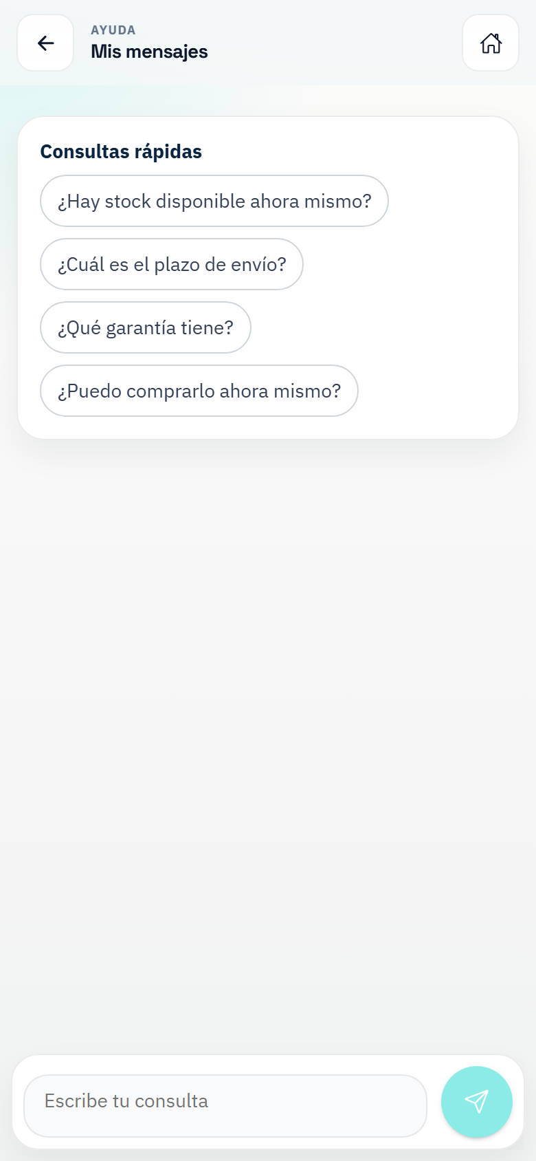 Soporte conectado a productos y pedidos